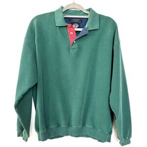 Vintage 90’s Levi’s Dockers Long Sleeve Green Cotton Pique Polo Rugby Pullover M